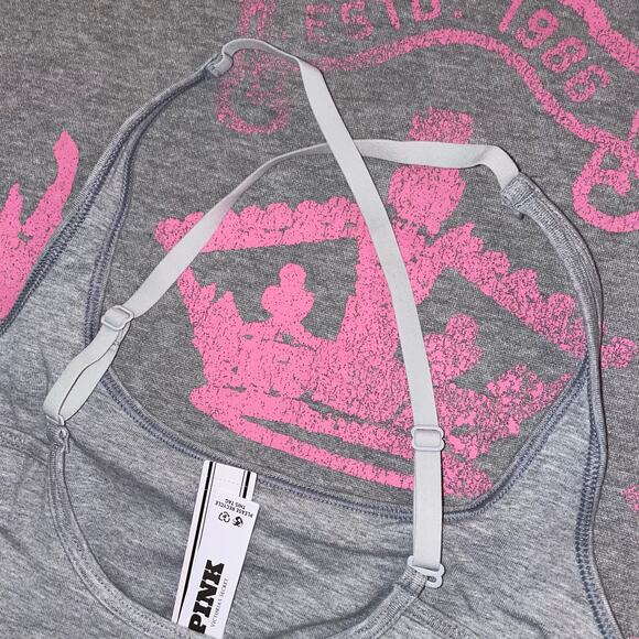 VS PINK Limited Edition Heather Gray All-Day Cotton Square Neck Tank Top - Picture 5 of 6